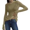 Damen Casual Mode Langarm Rundhals Atmungsaktives Pullover-Top