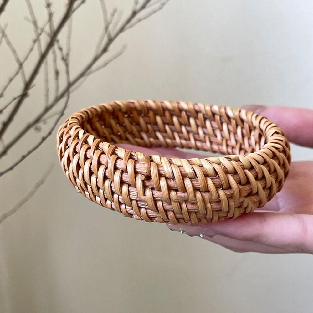 Vintage Ethnic Style Bangle Simple Bohemian Braided Bracelet Rattan Woven Bracelet  Vacation