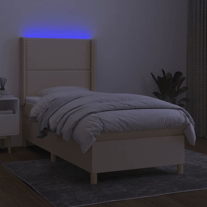 VidaXL Bed Slatted Base with Mattress and LEDs, Upholstered Bed, Single Bed, Adult Bed for Indoor Bedroom, 3138778