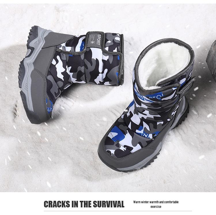Kids' Winter Camouflage Snow Boots: Warm, Thick, High-Top for Boys and Girls