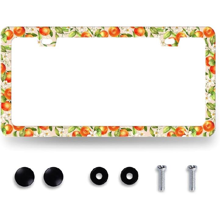 Pink Flamingo License Plate Frame Beautiful Glitter Animal License Plate Holder For Car Decorative Stainless Steel Colorful License Plate Flamingos