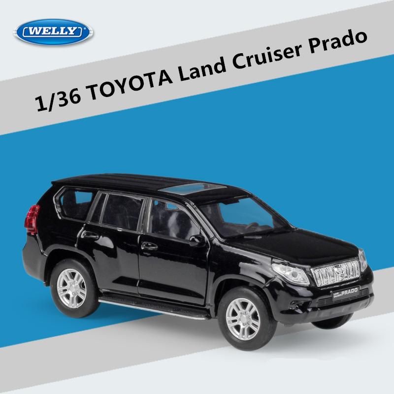 

WELLY 1:36 TOYOTA Land Cruiser Prado Alloy Car Model Diecasts Metal Toy Pull Back Car Model Simulation Collection Children Gifts чорний