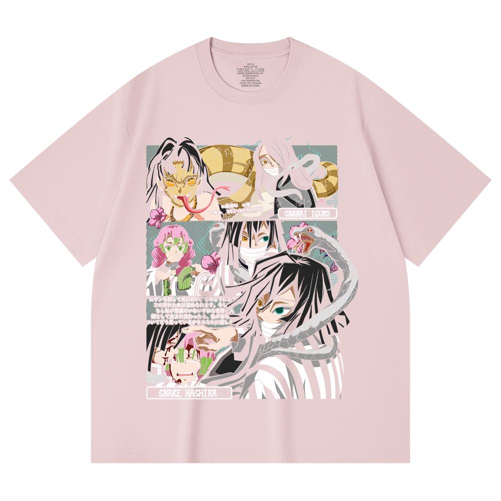 230 Gsm 100% Cotton Demon Slayer V17 Obanai Print Unisex Heavy Cotton T Shirt
