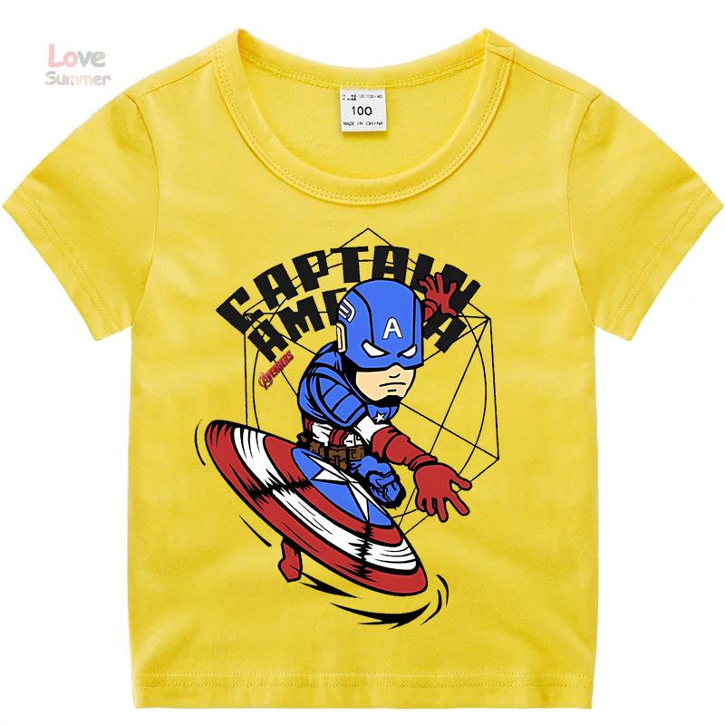 2026summer children Printed Captain America Pattern, Boys Short Sleeved Sports Casual, unisex T-shirt