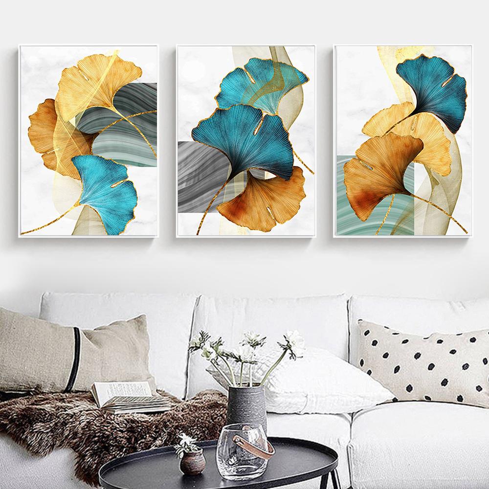 Modern Minimalist Ginkgo Leaf Canvas Art Posters and Prints Light Luxury Abstract Paintings On the Wall Art Picture Cuadro Decor