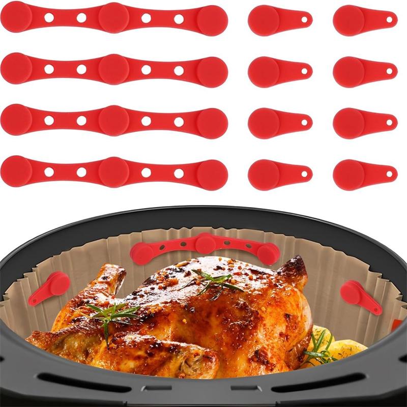 Heißluftfritteusen-Magnet mit Silikon-Schnalle zum Fixieren von Heißluftfritteusen-Backpapier-Einlagen, Tragbare Haushalts-Fixierwerkzeuge, Küchenhelfer