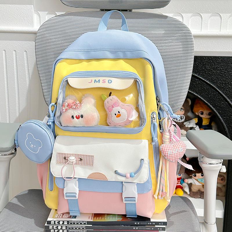 Schoolbag Student Schoolbag Korean Version Two-dimensional Girl Pain Bag Light Junior High School Students Class Backpack High Value