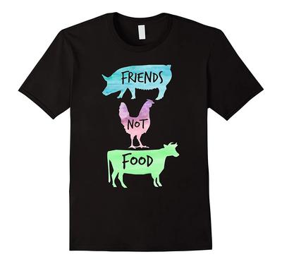 Friends Not Food Funny Vegan Vegetarian Tshirt 100 Cotton Oneck Short Sleeve Summer Casual Unisexs Tshirt Streetwear