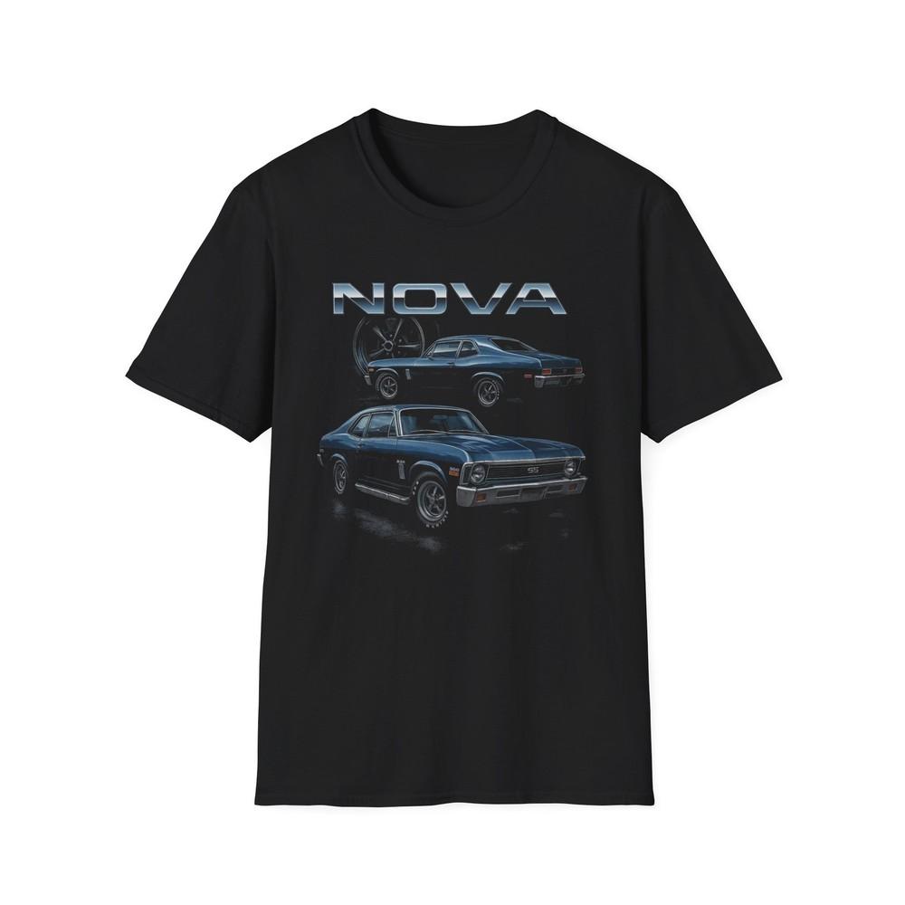 1970 Chevy Nova SS T-Shirt – Vintage Blue Muscle Car Graphic Retro Racing Tee