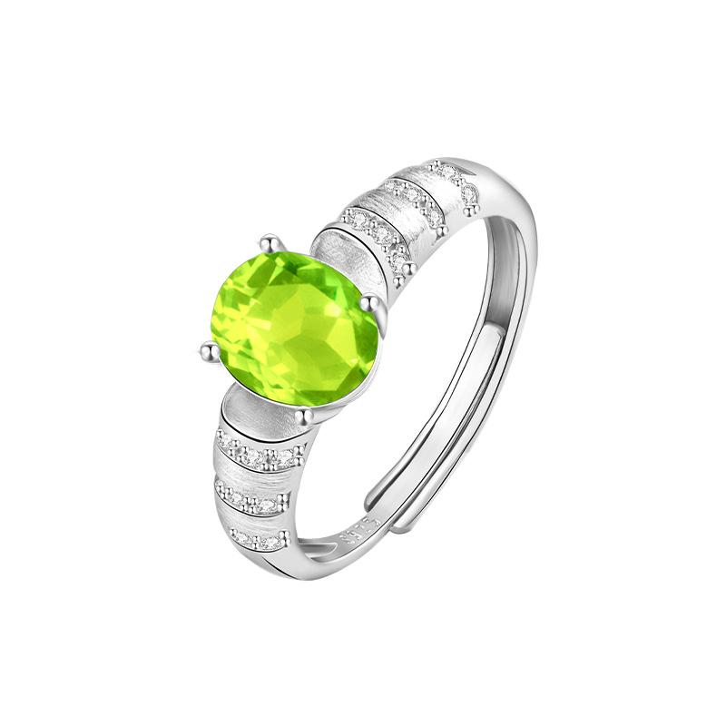 Natural Colored Treasure S925 Sterling Silver Ring for Women's Niche High-end Light Luxury Garnet Topaz Crystal Ring
