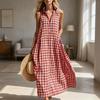 2026 European and American Summer New Dress Loose, Comfortable, Sleeveless Plaid Women's Wear