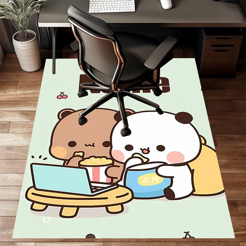 Custom Yier BuBu Bear Mat Personalized Name, Polyester Washable Indoor Entryway Rug, Gift for Christmas, Easter, Thanksgiving Day