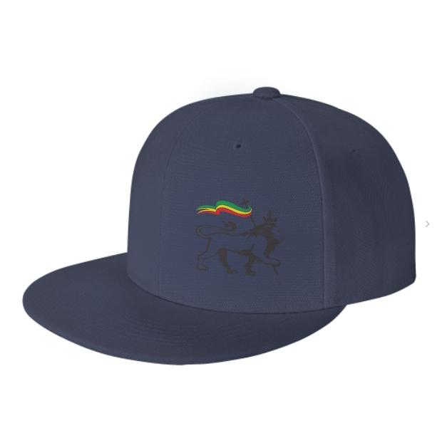 Rasta Lion Of Judah Flat Brim Baseball Cap Men'S And Women'S Adjustable Hat Black