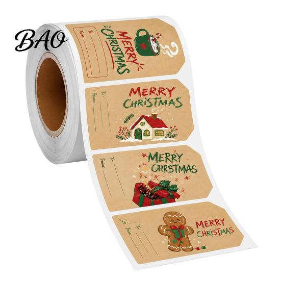 Envelope Sealing Stickers 180PCS/Roll Christmas Label Stickers, Self-Adhesive Retro Paper Tags with Blank Festive Packaging Decorations Writing Area,