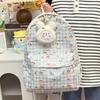 Schoolbag Cute New Backpack Large Capacity Middle and High School Students Class Schoolbag Cartoon Pendant Light Travel Women's Backpack