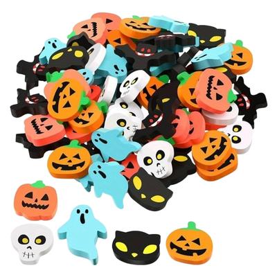 50Pcs Halloween Themed Erasers Cartoon Shapes Erasers For Kid Student Classroom Gift Exchanges Party Treat Bag Fillers