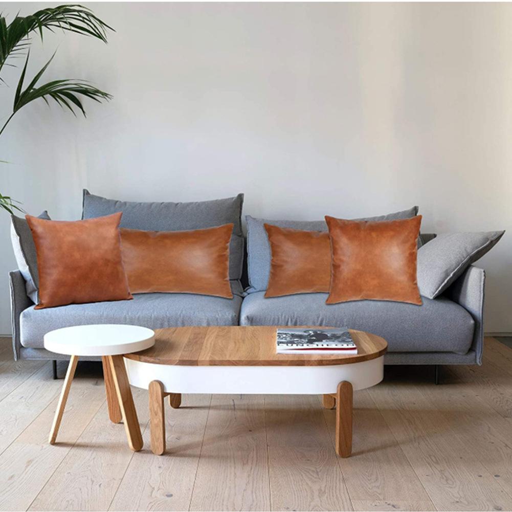 Bed Cushion Cover Solid Color Leather Modern Simple Style Bedroom Living Room Decoration Car Sofa Pillow Case 45x45cm/30x50cm