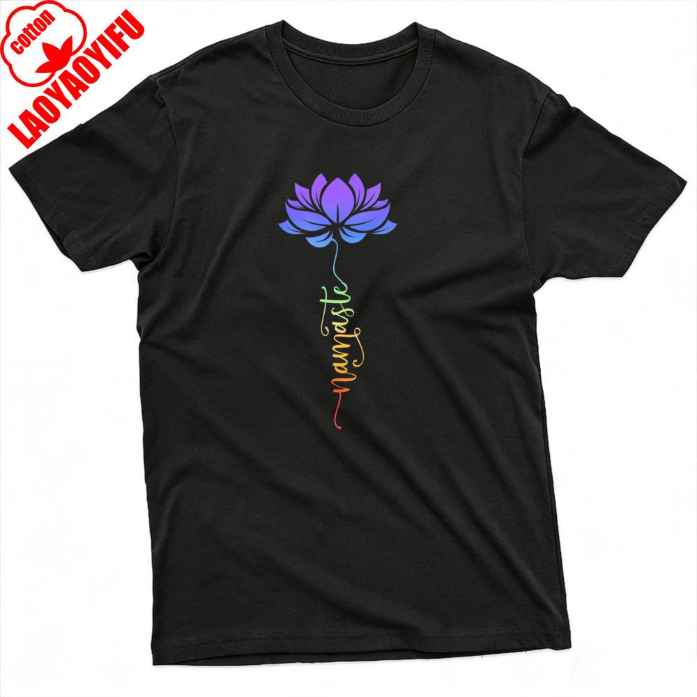 Lotus Flower Namaste Summer Men TShirt Yoga Style Casual Wear for Yoga Clothes Casual Oneck T Shirit Aesthetic Shirt