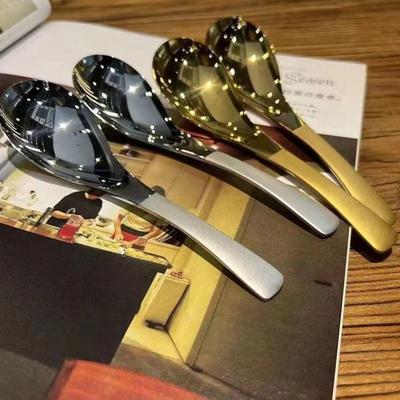 Cucchiai da zuppa in acciaio inossidabile Ins Korea Home Kitchen Mestolo Capacità Oro Argento Lucidato a specchio Posate per caffè Stoviglie