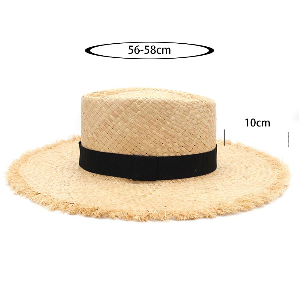 Neuer Sommergürtel Raffia Stroh Sonnenvisier Hüte für Damen Faltbare Mode Handgefertigte Kappe Breiter Rand Panama Strandhut