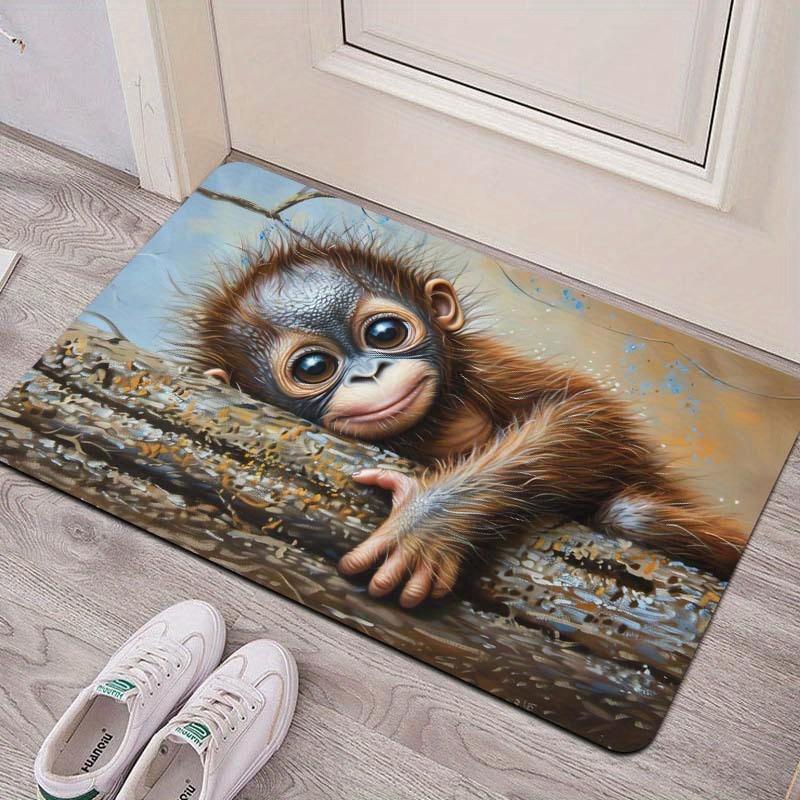 1Pcs Anti Fatigue Kitchen Rugs, Monkey Print Waterproof Non-Slip Thick Cushioned Kitchen Mat Heavy Duty Comfort Standing Mat for Kitchen