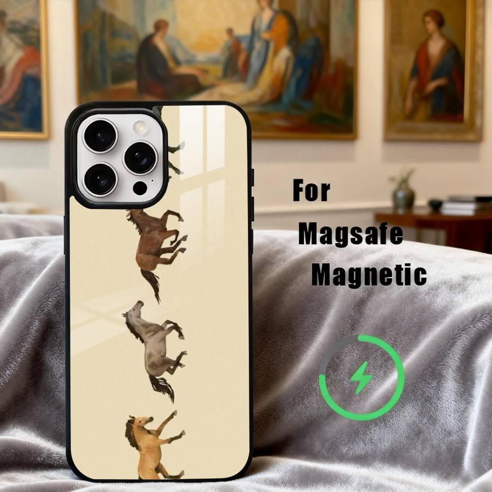 H-horse Art Phone Case For iPhone17,16,15,14,13,12,11 Plus,For Magnetic Wireless Charge Cover