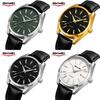 Mens Business Wristwatch With Leather Band And Waterproof Quartz Movement For Professional Adults