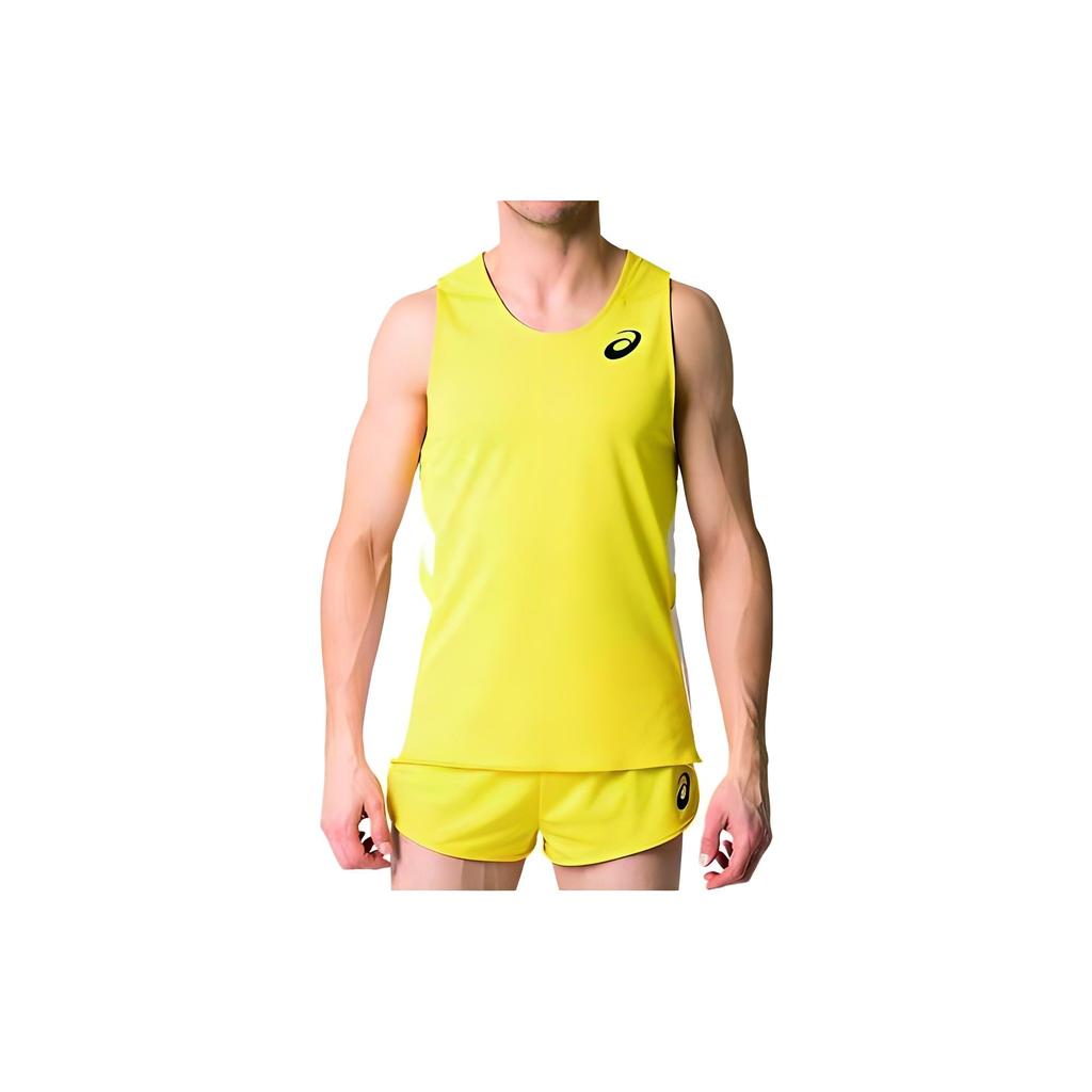 Asics Logo Print Loose Round Neck Sleeveless Running Vest Men Vests Yellow 2091A124-750