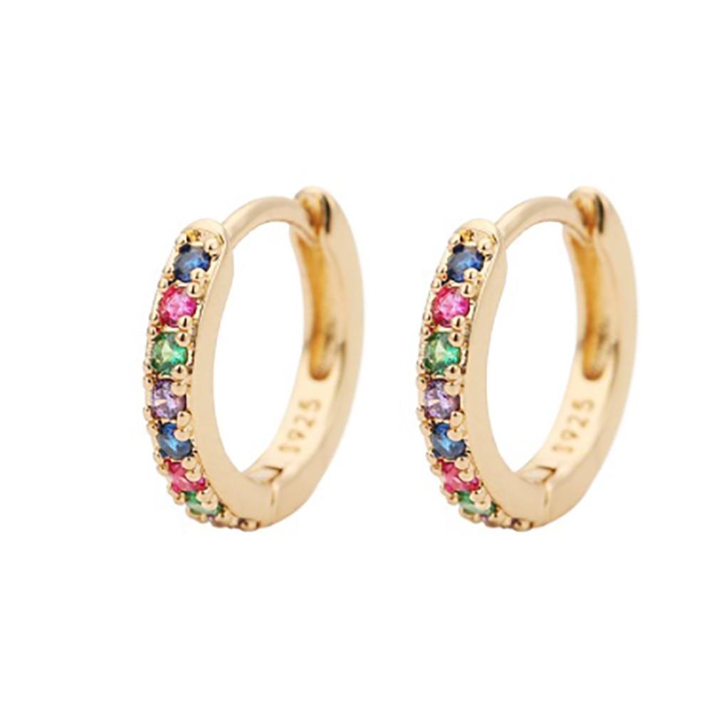 Orecchini A Cerchio AILUOR In Argento 925 Con Smalto Arcobaleno E Cuore | Diametro 12 Mm | Ipoallergenici