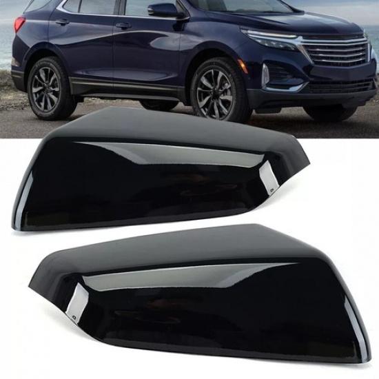 Rearview Mirror Cover Cap Heated Gloss Black For Chevy Equinox Terrain 2018~2023