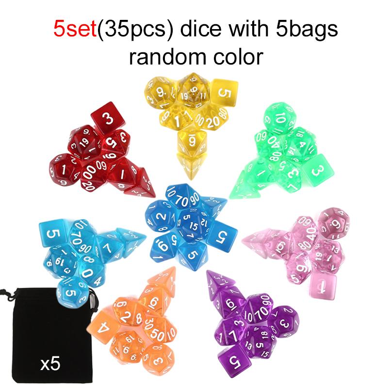 

35/70pcs Multi Sided Dice Set with Bags Desktop Gaming Accessories RPG DND Role Playing Board Game Dice Multiple Colors TMZ