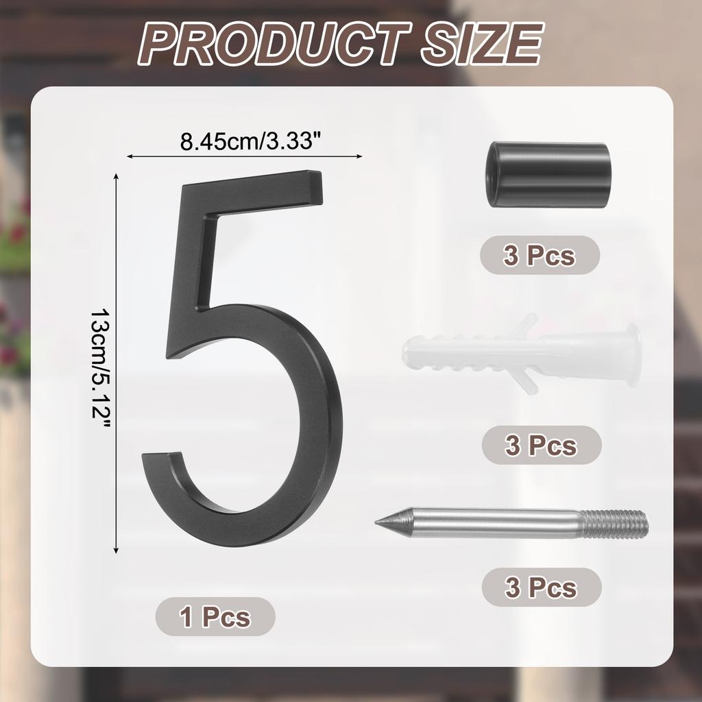 10" 0-9 Zwevende Huisnummers Massief Aluminium Modern Adresnummer voor Buiten met Spijkerkit voor Thuis Straat Kantoorbord Zwart