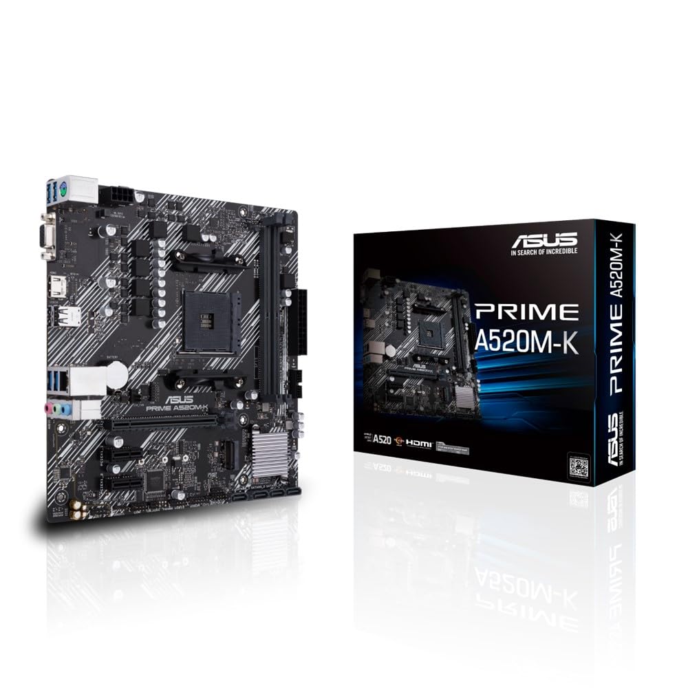 

ASUS PRIME Серія AMD Ryzen 5000, сумісна з AM4, чіпсет A520, авторизований дистриб’ютор mATX, материнська плата A520M-K/домашня