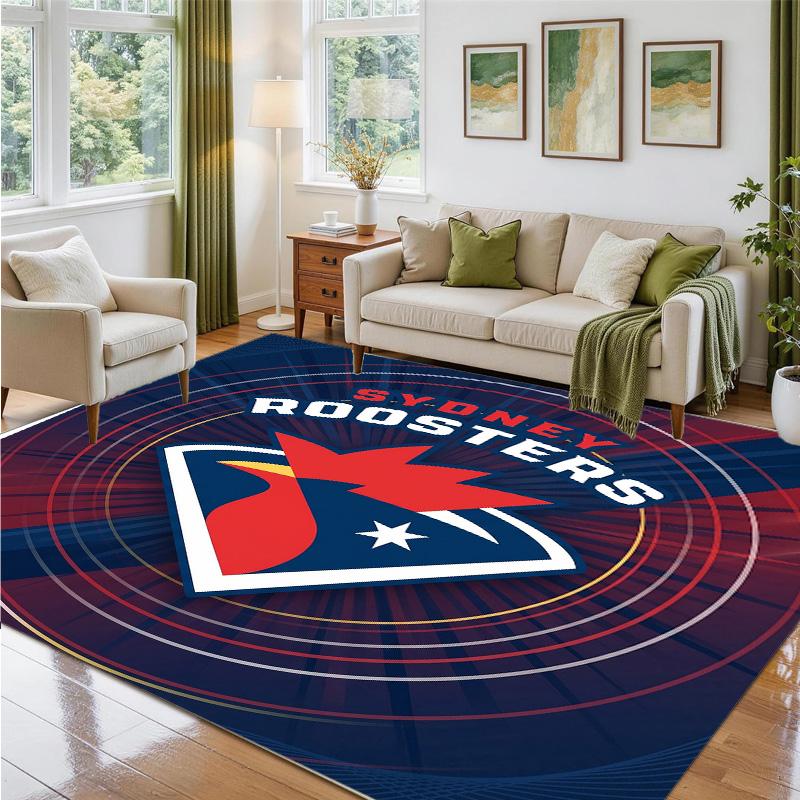 Sydney Roosters Design Crystal Velvet Rug Soft Decorative Mat for Bedroom Entrance