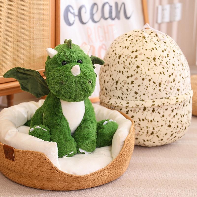 Niedliches Drachen Plüschtier mit Flügeln Dinosaurier Ei Stofftier für Kinder Weiche und kuschelige Puppe für Mädchen