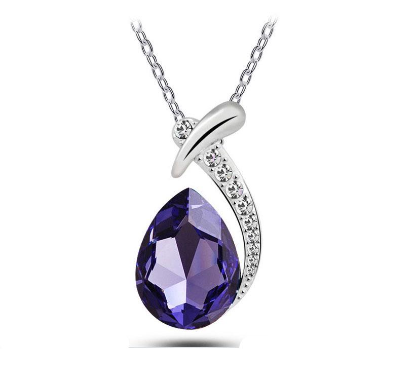 Korean Fashion Glass Crystal Water Drop Necklace Pendant