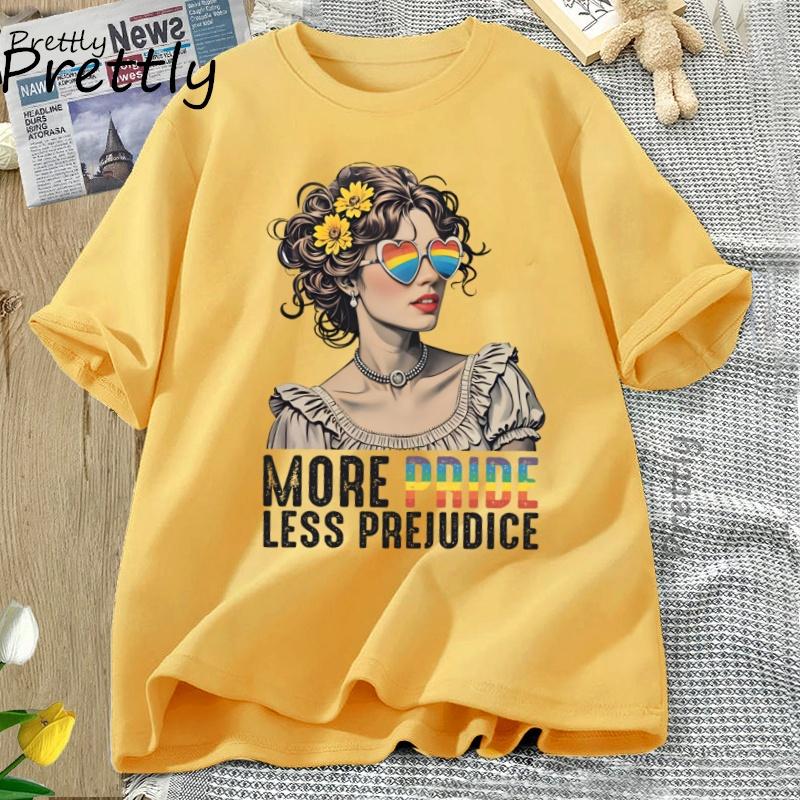 Mehr Stolz Weniger Vorurteile T-Shirt LGBTQ T-Shirt Pride Month LGBTQ T-Shirt Freizeit Baumwolle Kurzarm Rundhals Damen Kleidung