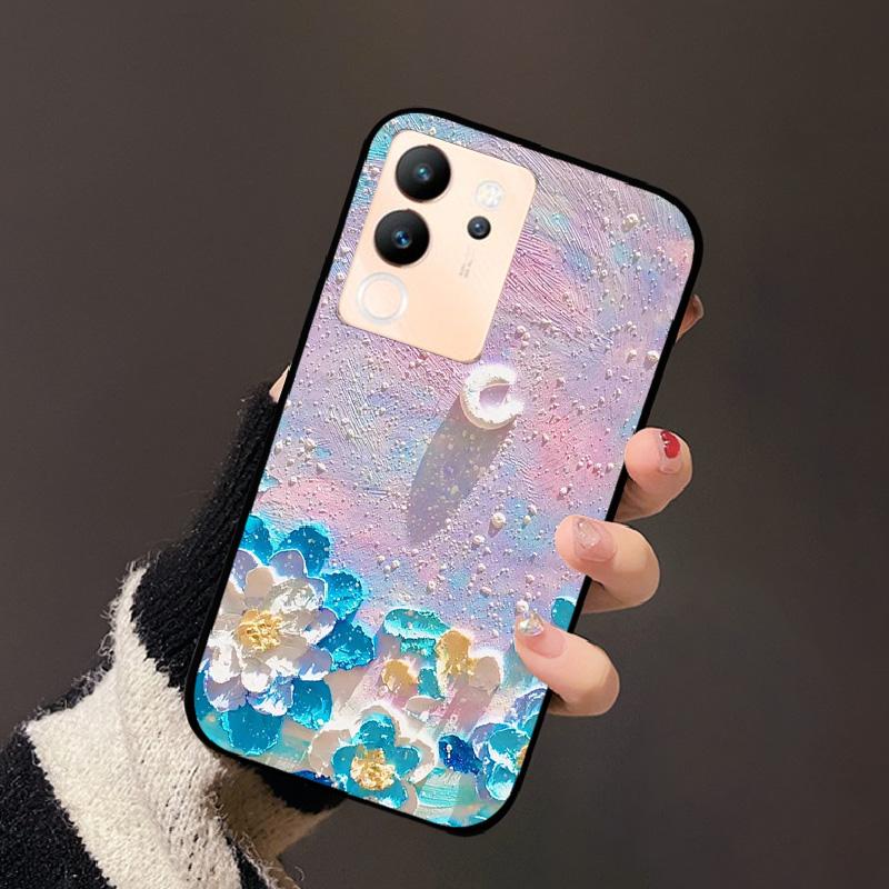 For Vivo V30 Lite 5G Case Fashion Cat Astronaut Flower Phone Bag For Vivo V30Lite 5G Luxury Protector Fundas Black Coque