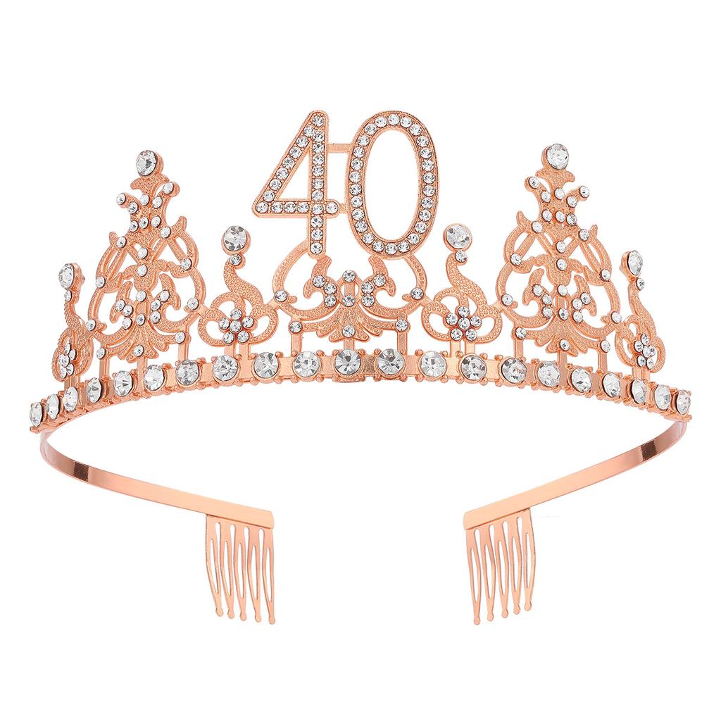 Fashion Alloy Digital Crown With Diamond Tiara 18Th Birthday Party Pearl Alloy Headband