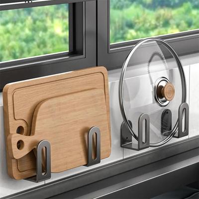 8Pc/set Cutting Board Pot Cover Rack Sink Sponge Organizer Bathroom Multifunctional Wall Mounted Stainless Steel Kitchen Shelf