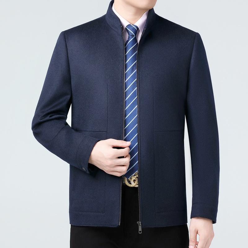 Men's Wool Coat - 2026 Stand Collar, Casual Business Style, Thick, for Middle-aged & Dad's Wear
