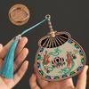 Dunhuang Enamel Incense Burner Pipa Fan Antique Sandalwood Incense Burner Aromatherapy Stove Home Desktop Decoration Ornament