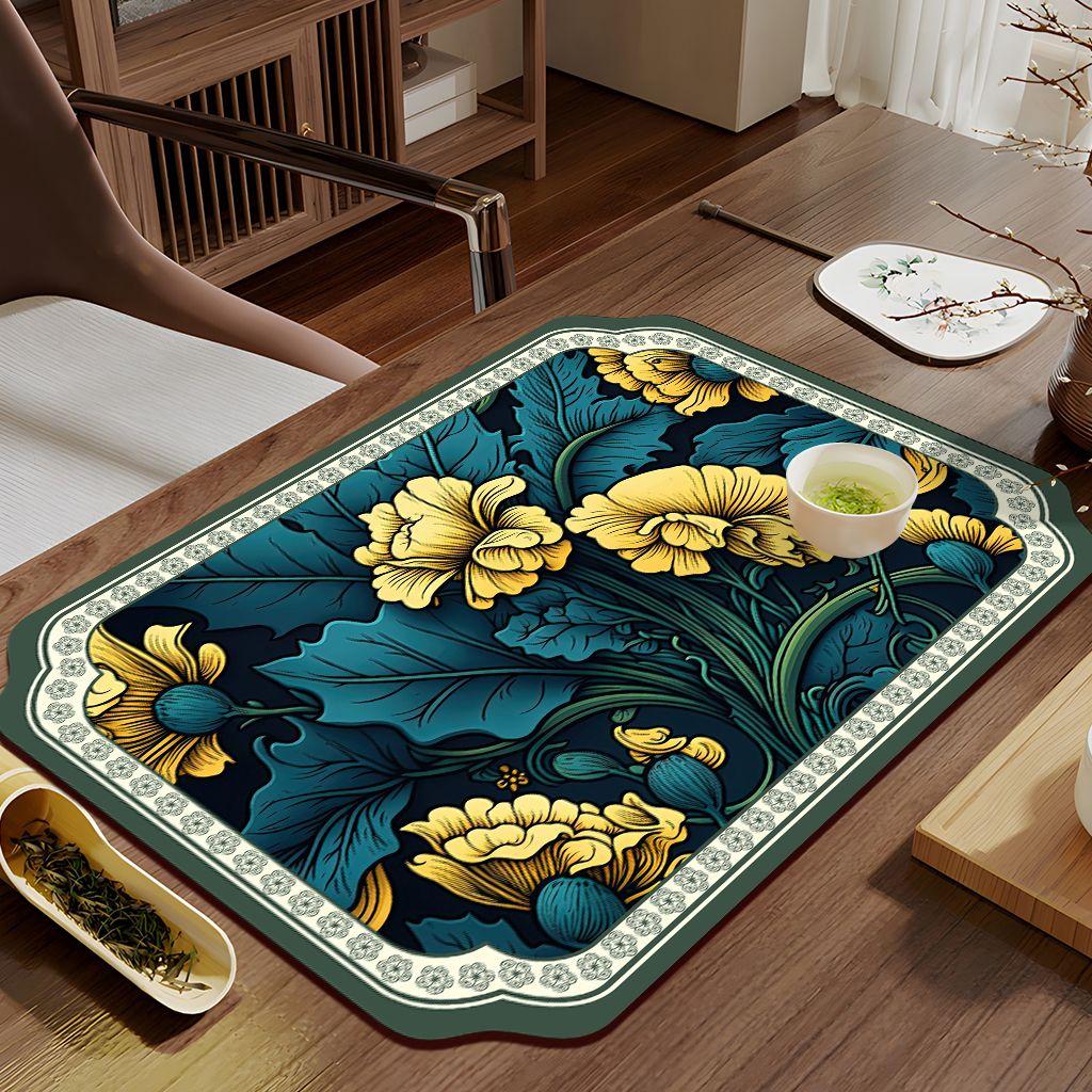 Rectangular Tea Mat Absorption and Quick Drying Tea Tray for Home Living Room Carpet Quick Drying Mat