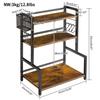 YMYNY 3-Tier Condiment Rack with Large Capacity, Metal Basket and 6 Hooks, Adjustable Height, Waterproof and Easy To Clean, Ideal for Kitchen and Bath