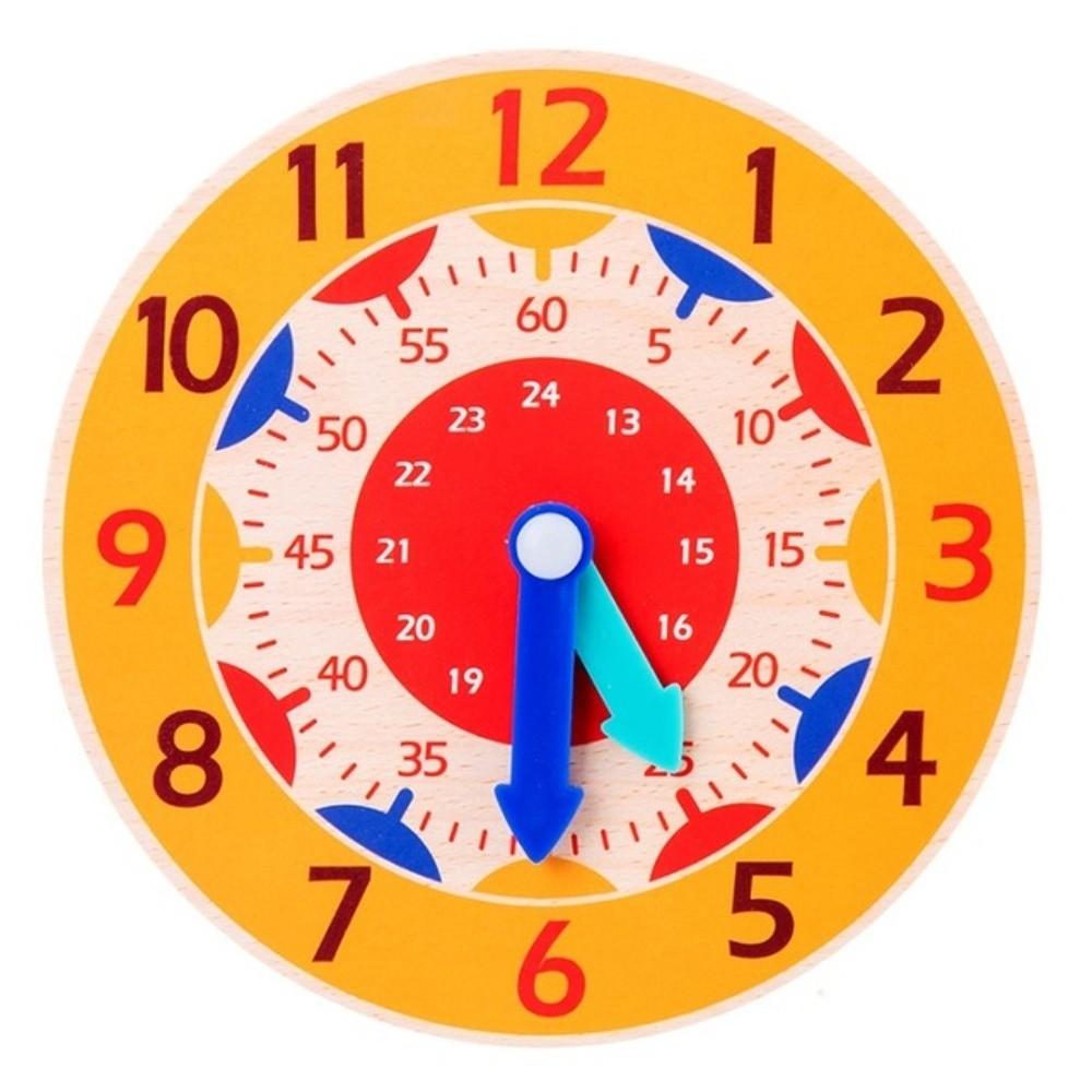 Teaching Aids Learning Clock Hour Minute Second Cognition Wooden Clock Toys Kids Time Enlightenment