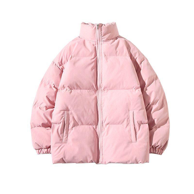 Winter Casual Simple Solid Color Thickened Cotton-padded Clothes Loose Version Cotton-padded Clothes Stand-up Collar Cotton-padded Clothes