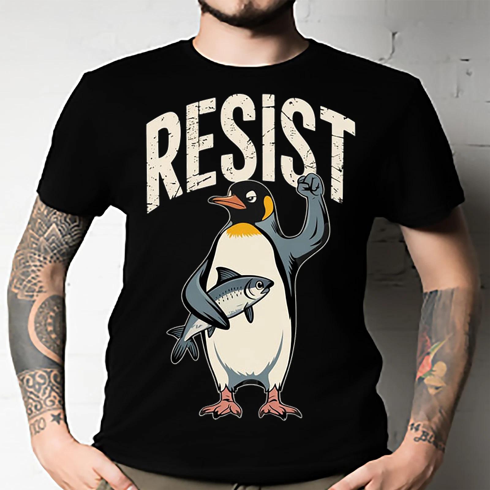 Men s and Women s T-shirts Resist Penguin L