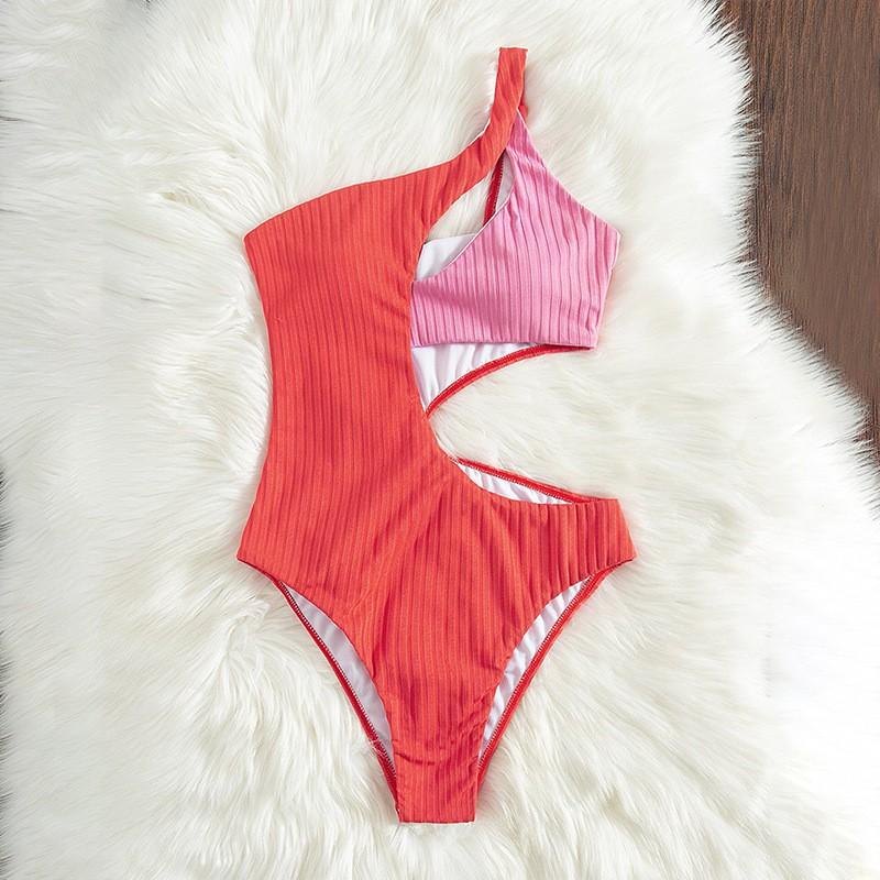 Straight-shoulder Collar Personality One-piece Swimsuit Hollow Out Sexy Bikini Triangle Seaside Women s S