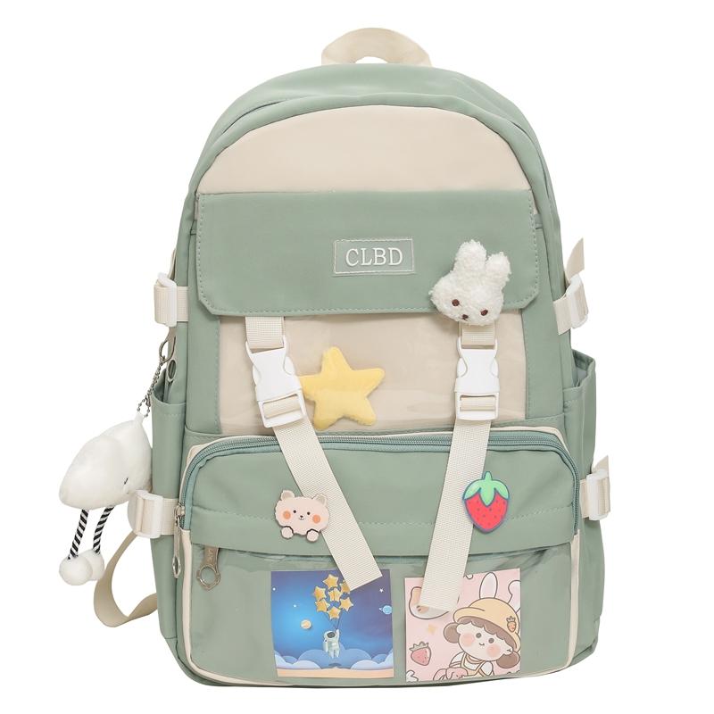 Large Capacity Students' Book Bag Color Contrast Schoolbag Girls Campus Lightweight Backpack
