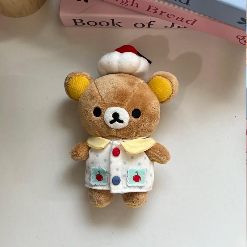 Cartoon Rilakkuma Store Manager Series Cute Cake Bear Diy Backpack Pendant Dress-Up Doll Desktop Ornament Toys Peripheral Gifts